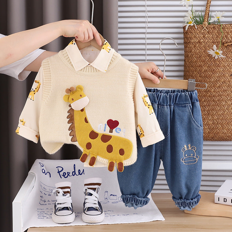 Boys Autumn Clothing Suit Baby Giraffe