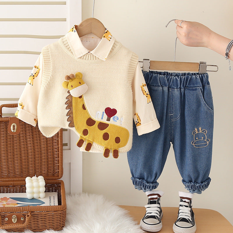 Boys Autumn Clothing Suit Baby Giraffe