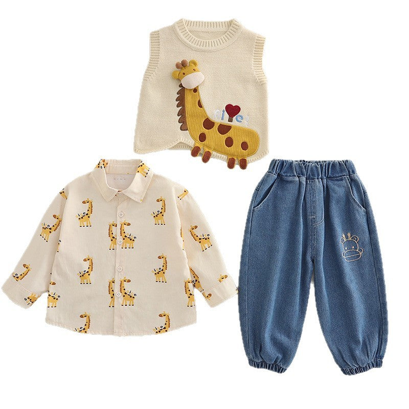 Boys Autumn Clothing Suit Baby Giraffe