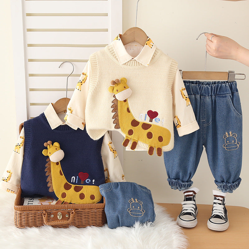 Boys Autumn Clothing Suit Baby Giraffe